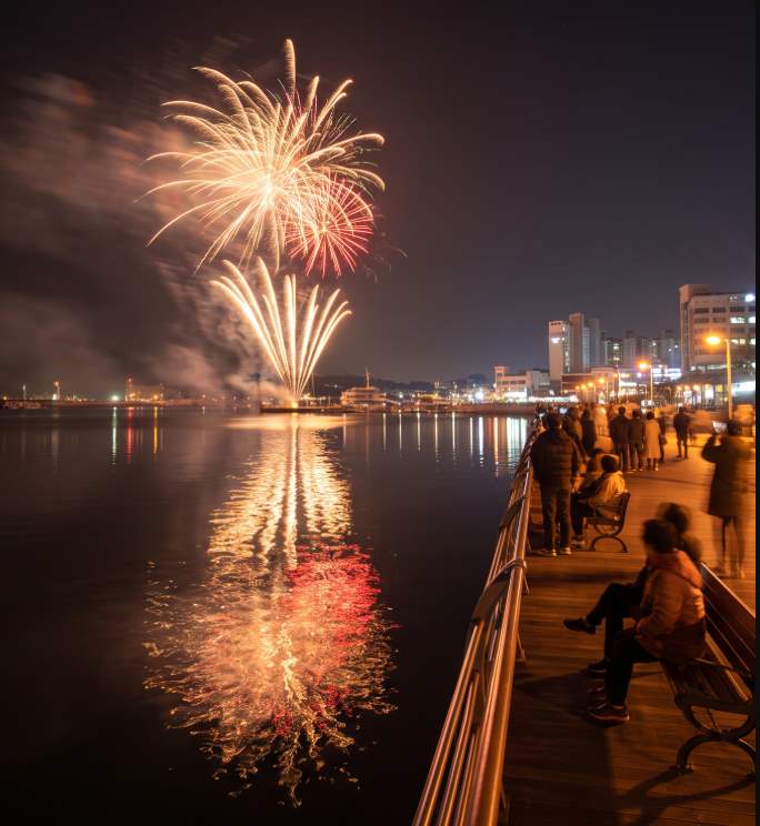 Siheung Wolgot Port Festival 2026 – invited artist concert stage in front of a crowd at the harbor waterfront at night