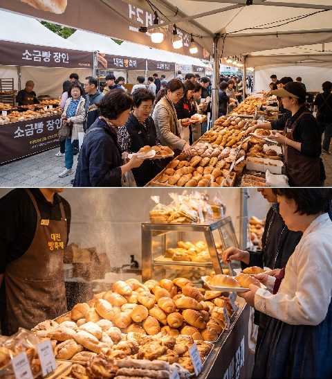Sungsimdang staff selling Saturday Bread at their booth during the 2026 Daejeon Bread Festival at Expo Science Park