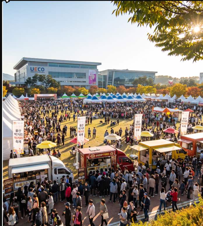 Eonyang Hanwoo Bulgogi Festival 2026 — festival grounds set up beside Ulsan Exhibition & Convention Center in Samnam-eup, Ulju-gun