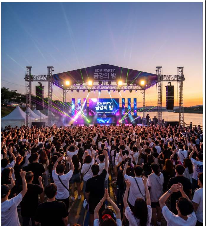 강경젓갈축제 야간 강경노을 EDM파티와 불꽃쇼가 금강 둔치 하늘을 물들이는 야경