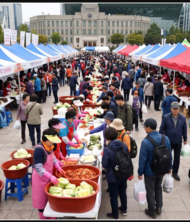 Gwangju Kimchi Festival — Thousand People's Table event with hundreds of participants seated together