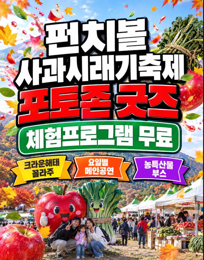 펀치볼 사과시래기축제 2026년 11월 6일~8일 포토존 굿즈 무료입장 확인
